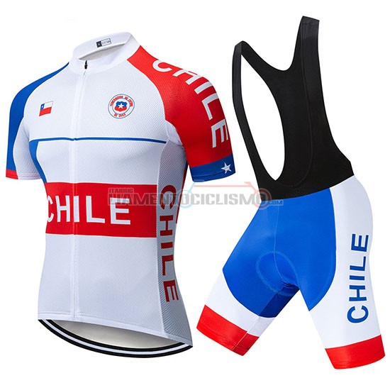 Abbigliamento Ciclismo Chile Manica Corta 2019 Bianco Rosso